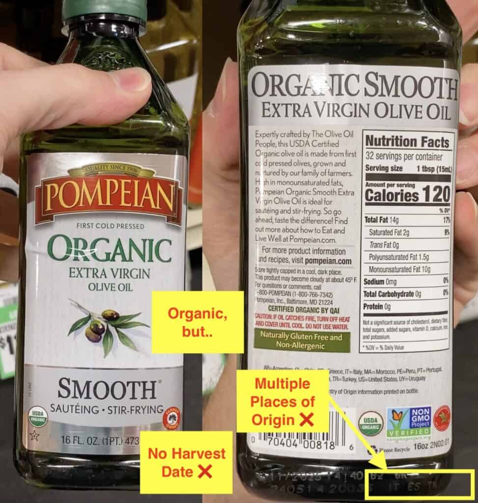 olive oil that seems high quality but is not